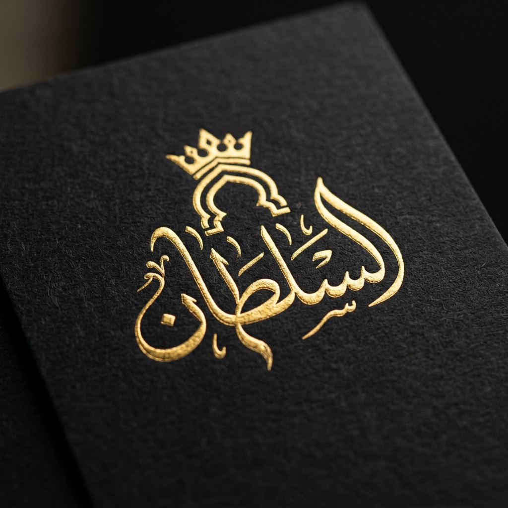 Luxury Arabic Calligraphy Logo Embossed in Gold Foil